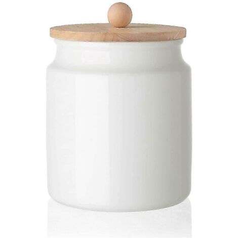 Boîtes de cuisine en céramique, bocal en porcelaine de 828 ml avec couvercle hermétique en bois pour café, thé, sucre, sel et plus encore (blanc)