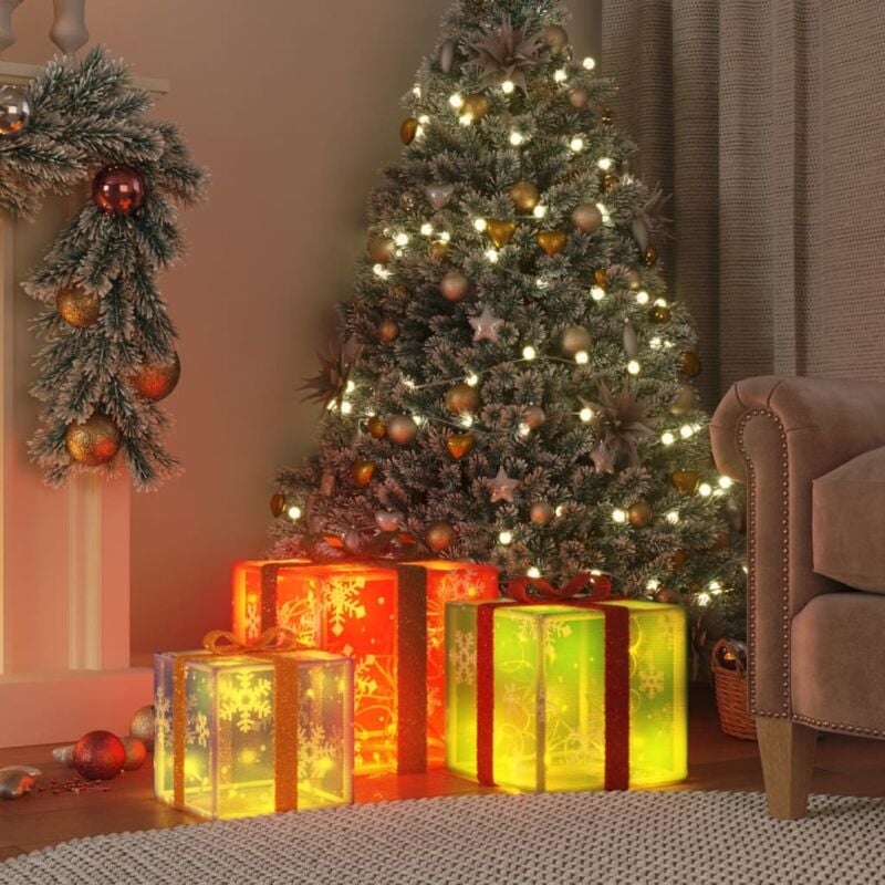 Vidaxl - Boîtes de Noël lumineuses 3 pcs 64 led blanc chaud