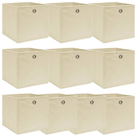 Boîtes de rangement 10 pcs Crème 32x32x32 cm Tissu - The Living Store