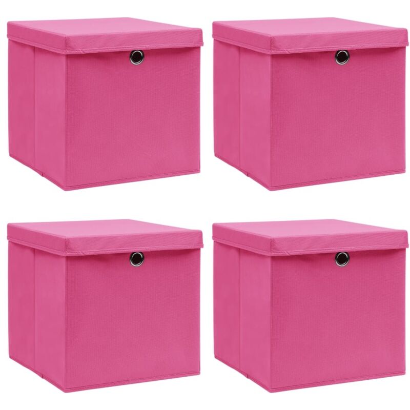 Vidaxl - Boîtes de rangement avec couvercles 4 pcs Rose 32x32x32cm Tissu