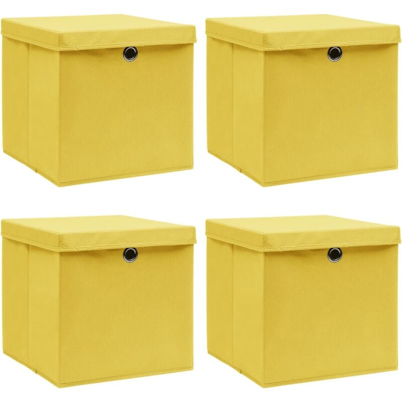 Vidaxl - Boîtes de rangement et couvercles 4 pcs Jaune 32x32x32 cm Tissu