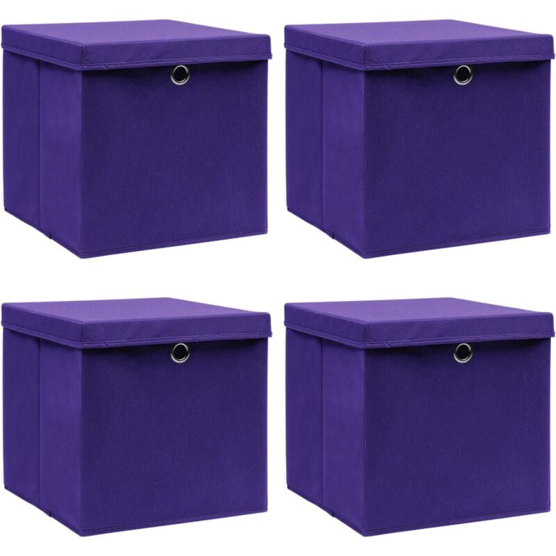 Vidaxl - Boîtes de rangement et couvercles 4 pcs Violet 32x32x32cm Tissu