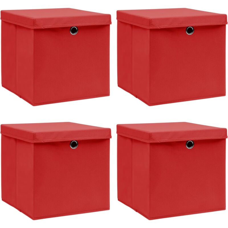 Vidaxl - Boîtes de rangement et couvercles 4 pcs Rouge 32x32x32 cm Tissu