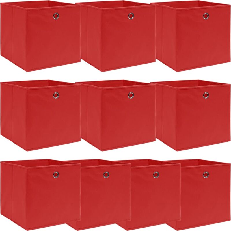 Vidaxl - Boîtes de rangement 10 pcs Rouge 32x32x32 cm Tissu