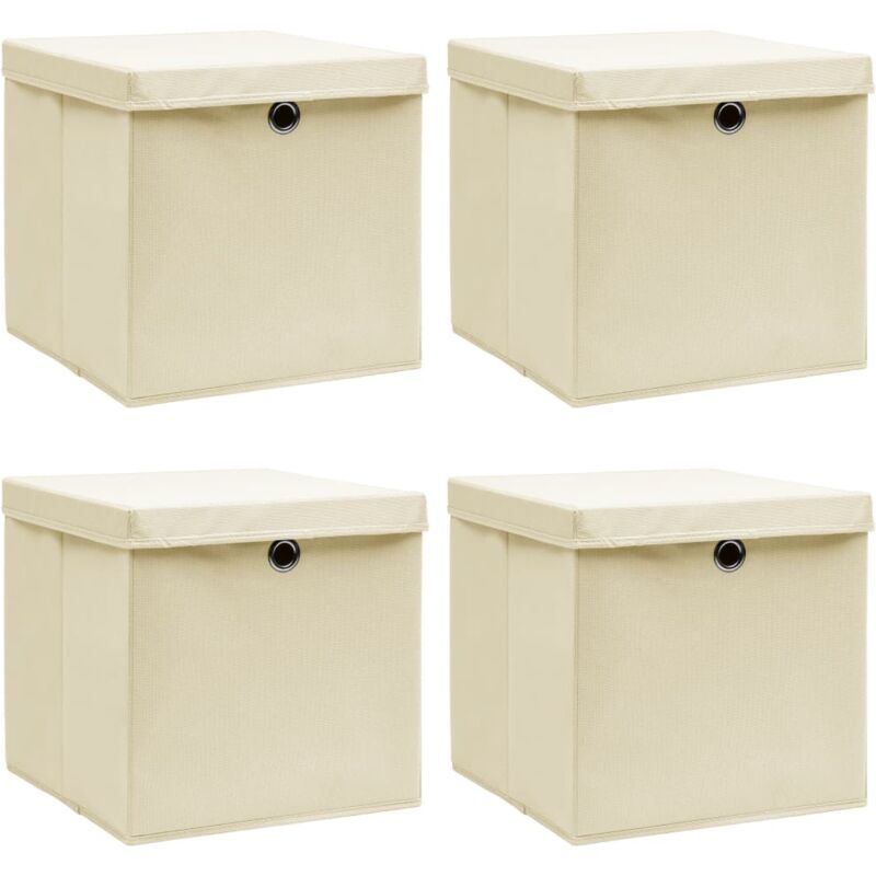 Vidaxl - Boîtes de rangement à couvercles 4 pcs Crème 32x32x32 cm Tissu