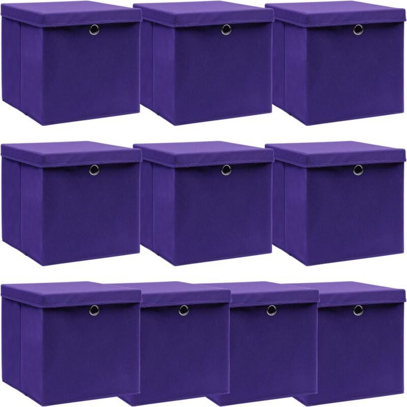 design in - boîtes de rangement,coffre de rangement et couvercles 10pcs violet 32x32x32cm tissu vidaxl