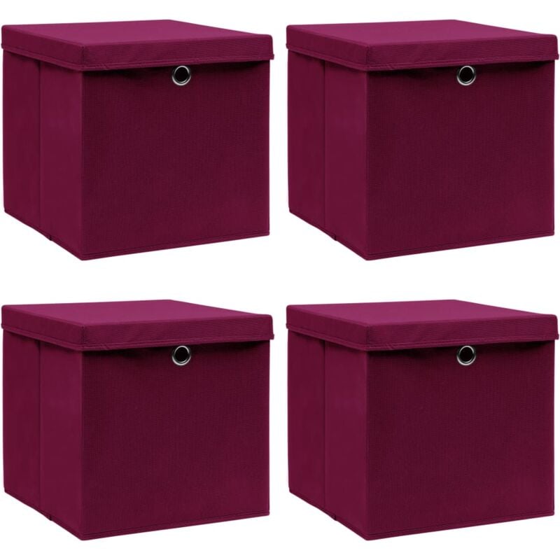 Boîtes de rangement 4 pcs Rouge foncé 32x32x32 cm Tissu vidaXL