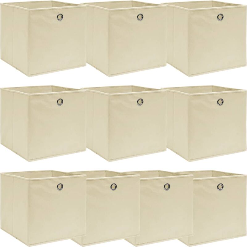 Vidaxl - Boîtes de rangement 10 pcs Crème 32x32x32 cm Tissu