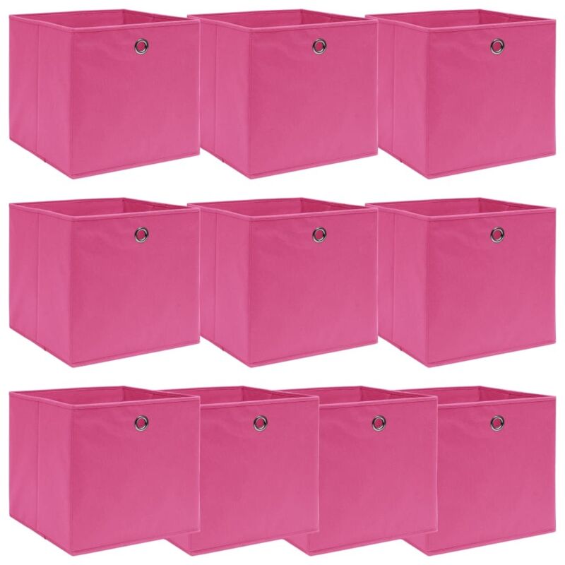Boîtes de rangement 10 pcs Rose 32x32x32 cm Tissu Vidaxl