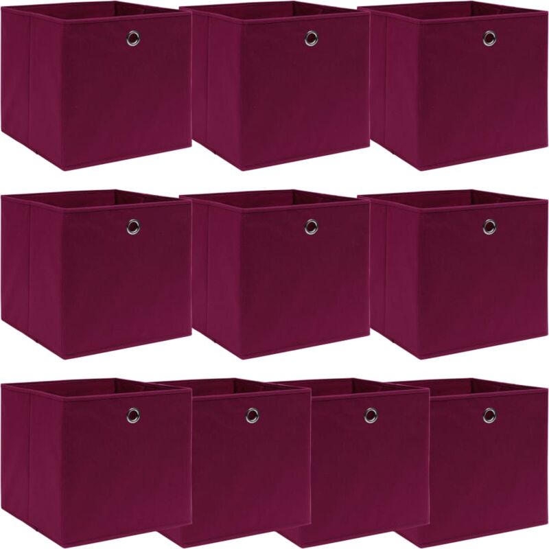 Boîtes de rangement 10 pcs Rouge foncé 32x32x32 cm Tissu Vidaxl