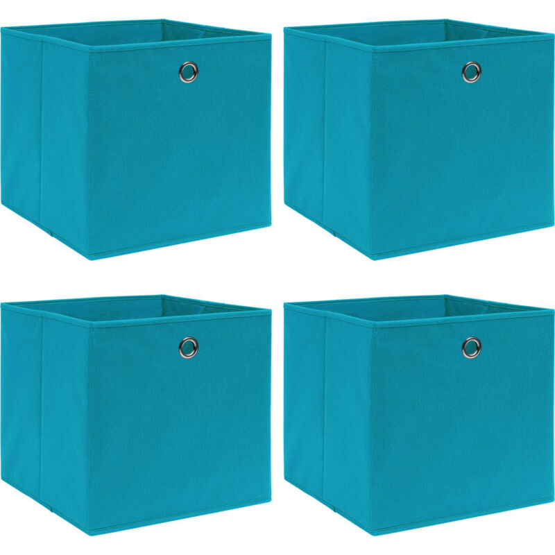 Boîtes de rangement 4 pcs Bleu azuré 32x32x32 cm Tissu