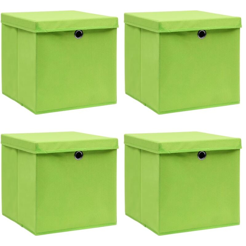 Boîtes de rangement avec couvercles 4 pcs Vert 32x32x32cm Tissu - Vidaxl