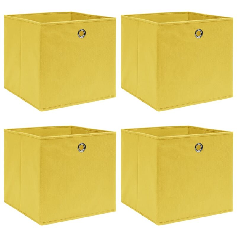 Boîtes de rangement 4 pcs Jaune 32x32x32 cm Tissu Vidaxl