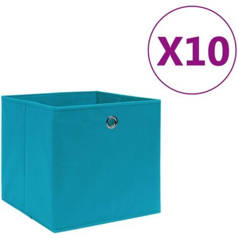 Boîtes de rangement 10 pcs Tissu intissé 28x28x28 cm Bleu azuré vidaXL