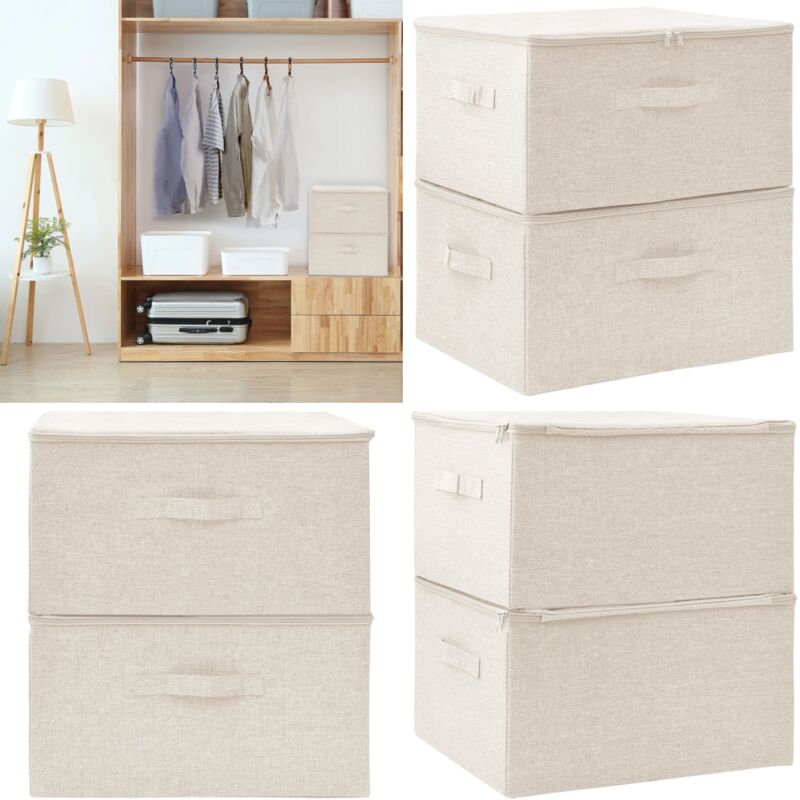 Boîtes de rangement 2 pcs Tissu 43x34x23 cm Crème - boîte de rangement - boîtes de rangement - Home & Living - Crème