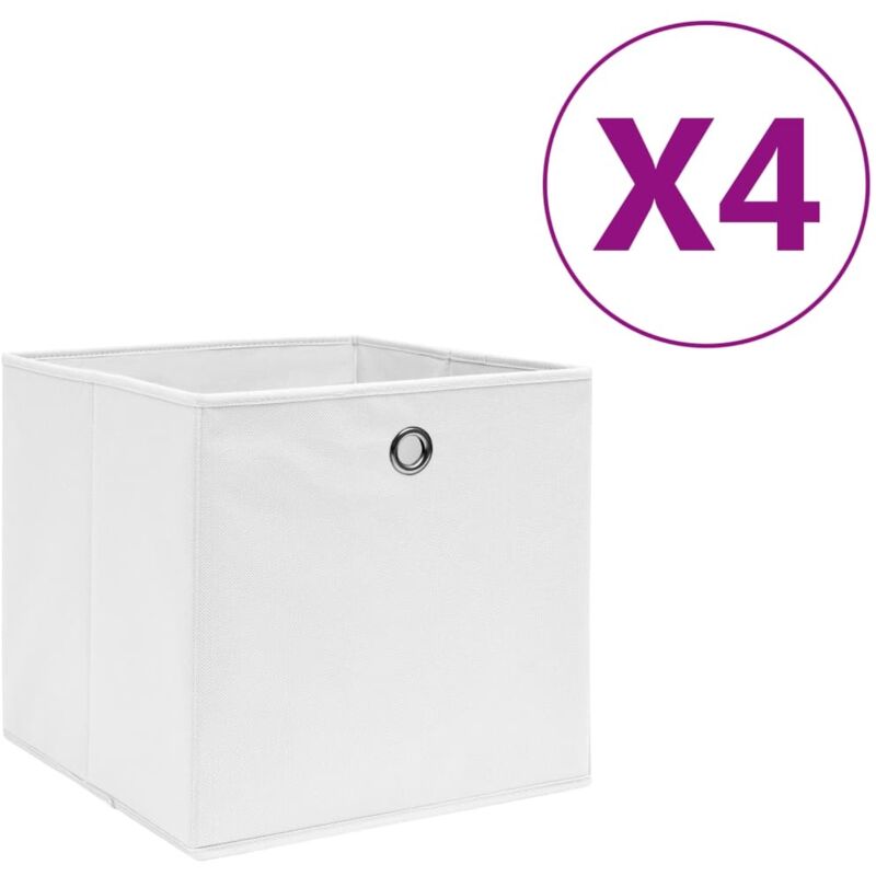 Boîtes de rangement 4 pcs Tissu intissé 28x28x28 cm Blanc