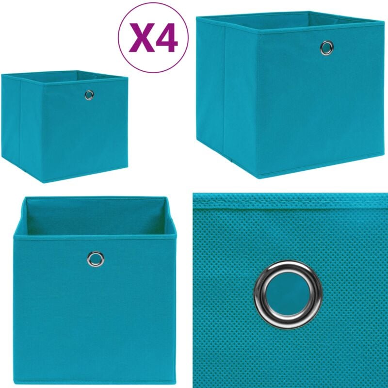 Boîtes de rangement 4 pcs Tissu intissé 28x28x28 cm Bleu azuré - boîte de rangement - boîtes de rangement - Home & Living - Bleu