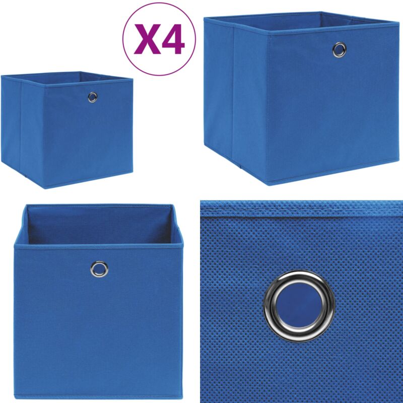 Boîtes de rangement 4 pcs Tissu intissé 28x28x28 cm Bleu - boîte de rangement - boîtes de rangement - Home & Living - Bleu