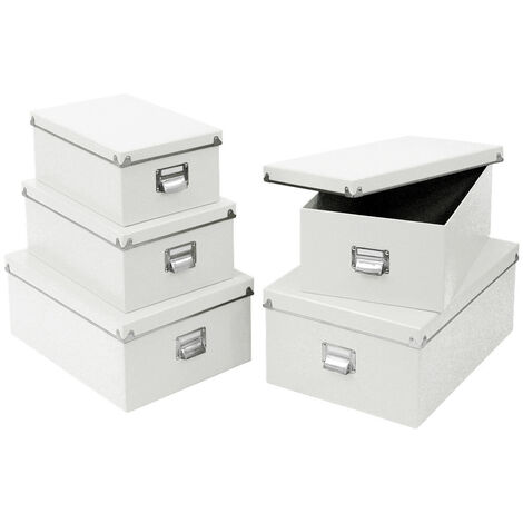 Boîtes de rangement, 5 pièces complètes, blanc, ZELLER