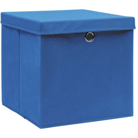 Boîtes de rangement avec couvercle 4 pcs Bleu 32x32x32 cm Tissu CFW107661