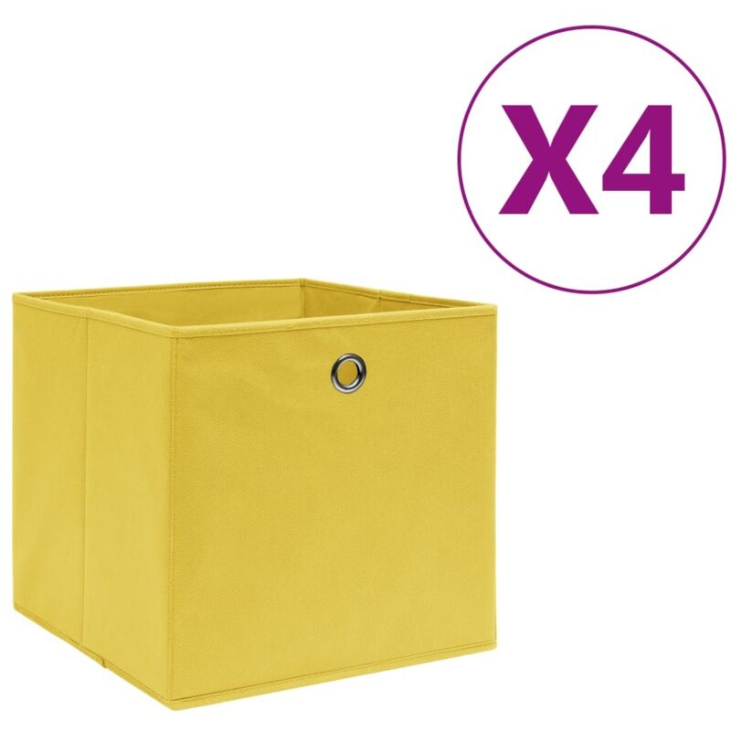 Boîtes de rangement 4 pcs Tissu intissé 28x28x28 cm Jaune vidaXL