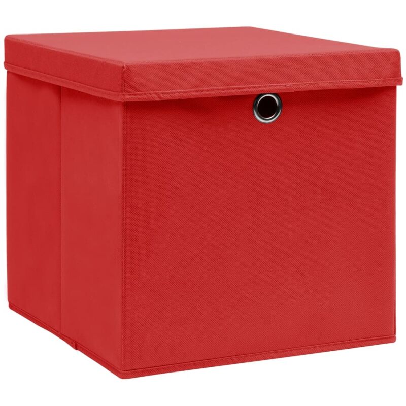 Vidaxl - Boîtes de rangement avec couvercles 4 pcs 28x28x28 cm Rouge