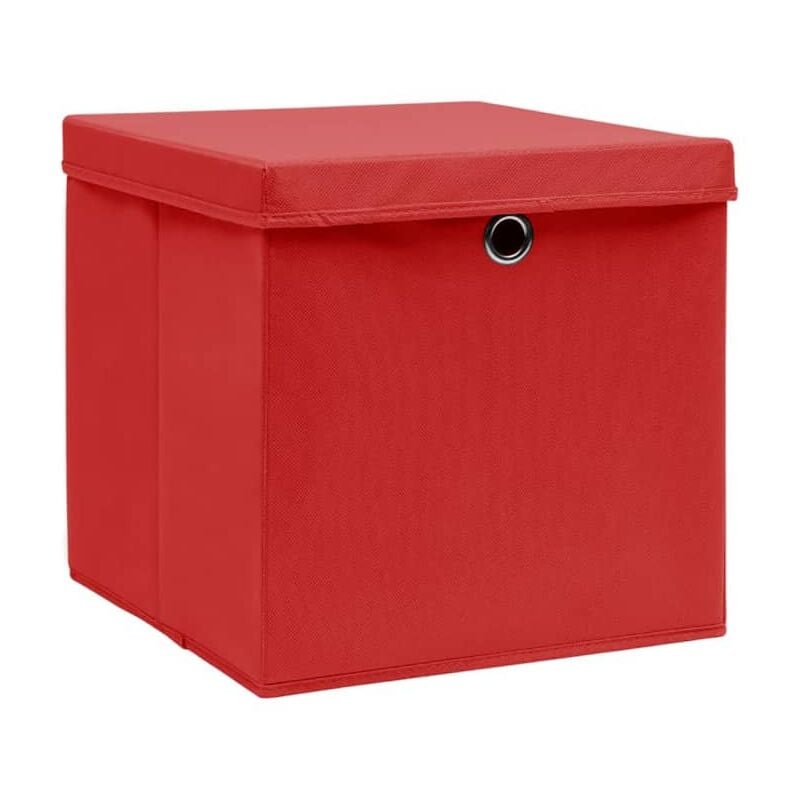 Boîtes de rangement avec couvercles 10 pcs 28x28x28 cm Rouge vidaXL