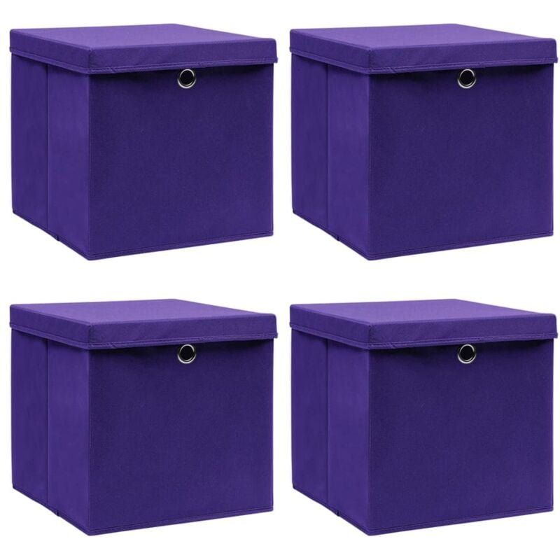 Vidaxl - Boîtes de rangement avec couvercles 4 pcs 28x28x28 cm Violet