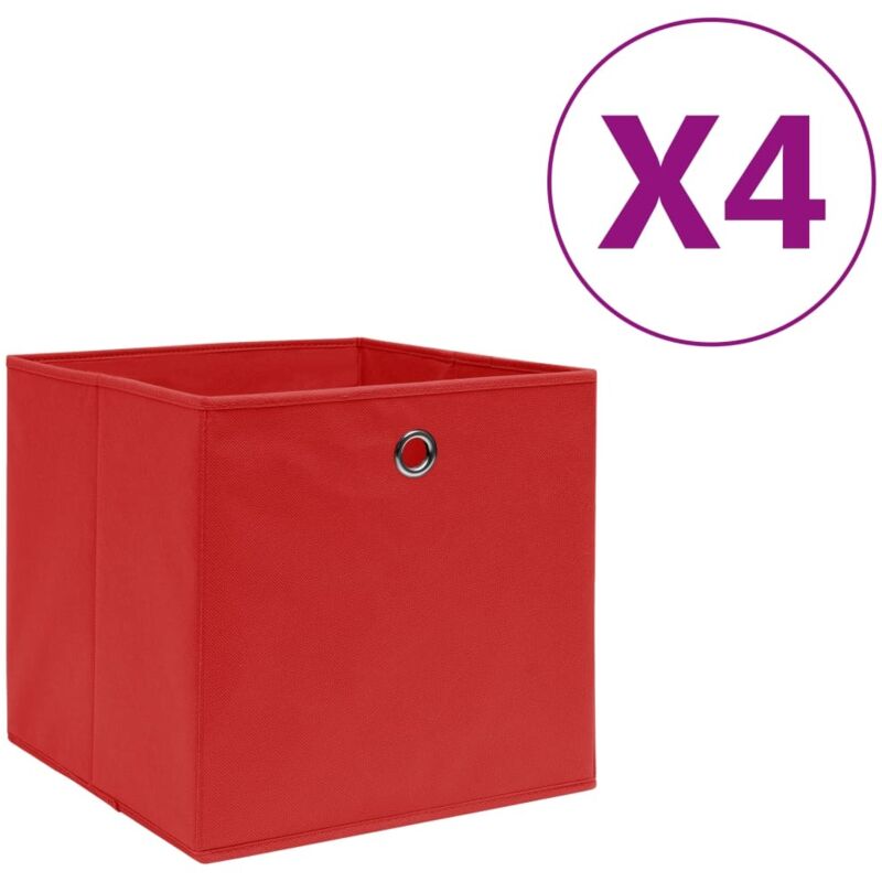 Vidaxl - Boîtes de rangement 4 pcs Tissu intissé 28x28x28 cm Rouge