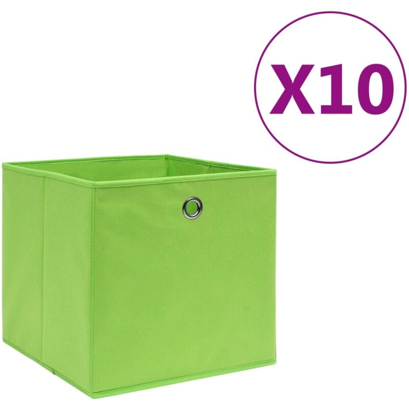 Boîtes de rangement 10 pcs Tissu intissé 28x28x28 cm Vert