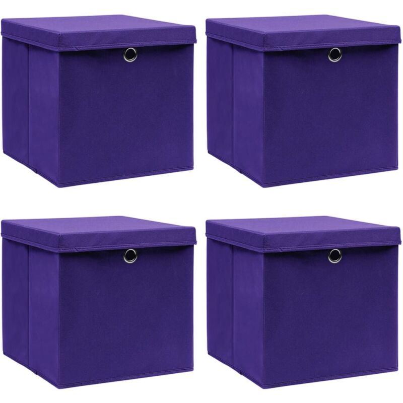 Boîtes de rangement avec couvercles 4 pcs 28x28x28 cm Violet Vidaxl