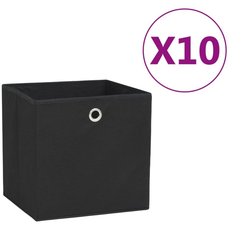 Boîtes de rangement 10 pcs Tissu intissé 28x28x28 cm Noir