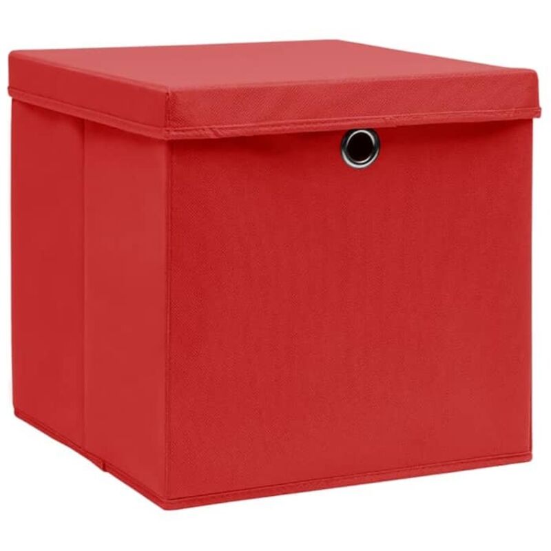 Boîtes de rangement avec couvercles 10 pcs 28x28x28 cm Rouge vidaXL