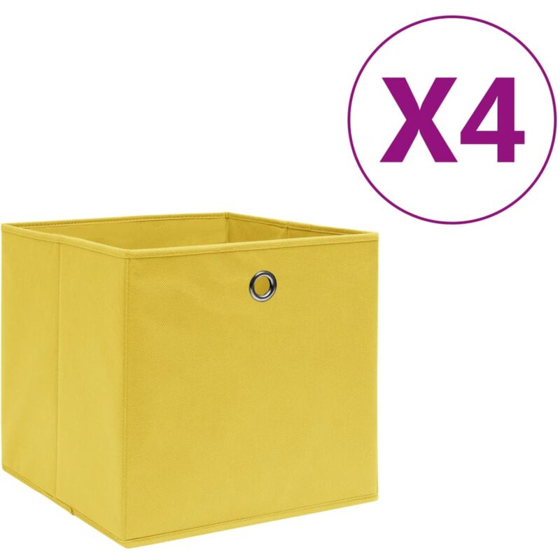 Boîtes de rangement 4 pcs Tissu intissé 28x28x28 cm Jaune vidaXL