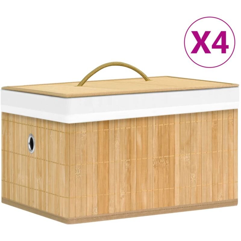 Boîtes de rangement en bambou 4 pcs Vidaxl