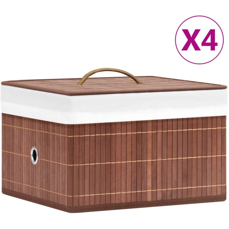 Boîtes de rangement en bambou 4 pcs Marron Vidaxl
