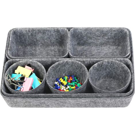 Boîtes de rangement en feutrine (grises), lot de 8 – 4 modèles – Feutrine S