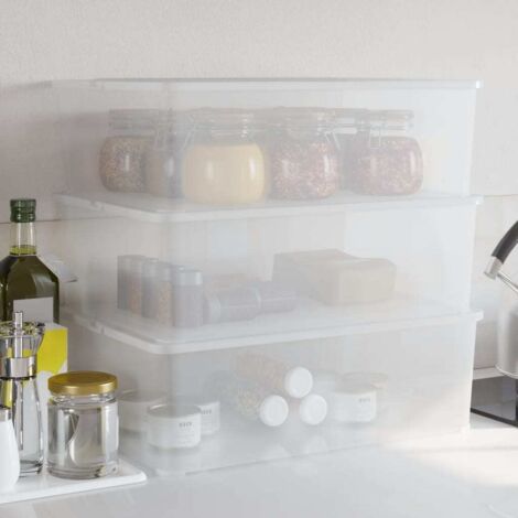 Boîtes de rangement en plastique 3 pcs-Coffre de rangement-Stockage Rangement 25 L empilables 296129