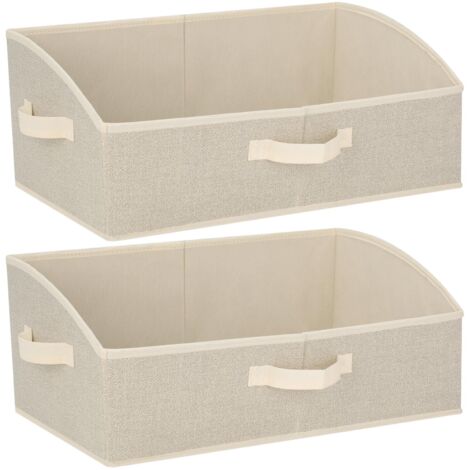 Boîtes de Rangement en Tissu 28L,Panier Rangement 50x28.5x20cm,Grande Cube de Rangement Pliable en Tissu Ouvertes avec Poignées pour Vêtements, Jouets, Livres, Armoire,Lot de 2