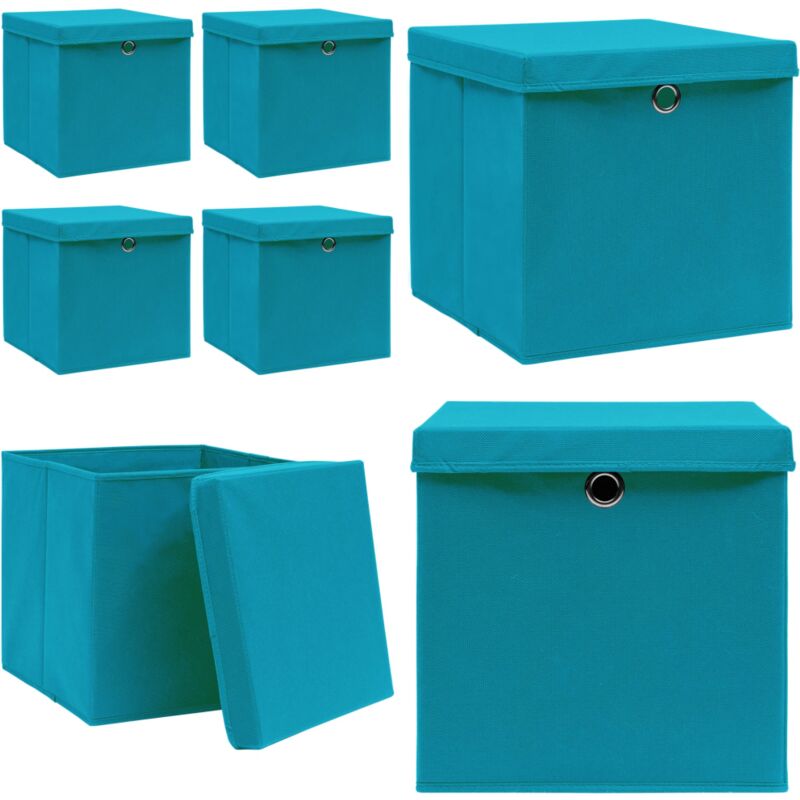 Vidaxl - Boîtes de rangement et couvercles 4 pcs Bleu 32x32x32 cm Tissu - boîte de rangement - boîtes de rangement - Home & Living - Bleu
