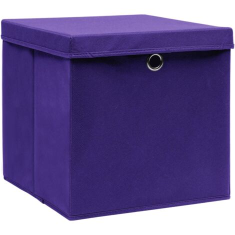 Boîtes de rangement et couvercles 4 pcs Violet 32x32x32cm Tissu CFW994480