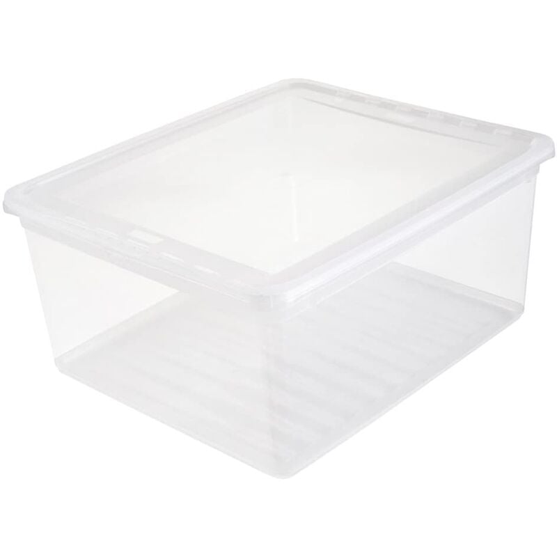 Zanvic - keeeper Boîte de Rangement avec Couvercle et Système de Fermeture Coulissante, 39,5 x 29,5 x 9,5 cm, 7 l, Cornelia, Bleu Transparent