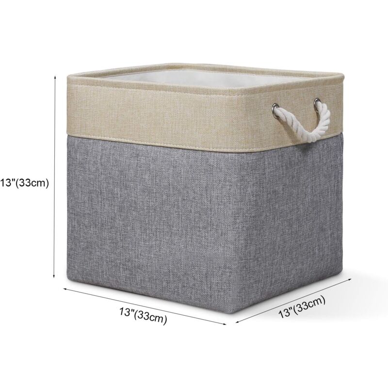 Boîtes de rangement pliables, lot de 1, paniers de rangement pour les ménages et les bureaux (beige / gris)