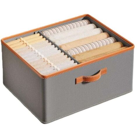 Boîtes de rangement pliables pour vêtements et pantalons avec séparateurs, grande capacité épaissie, conception peu encombrante, doublure en cuir