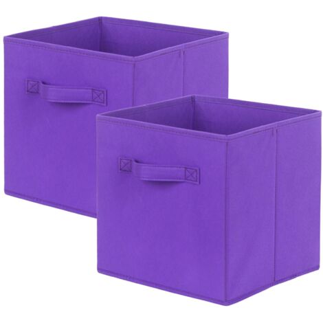 Boîtes de rangement pour placards et jouets, boîtes de rangement en tissu pliables et tiroirs de rangement en tissu, lot de 2 (Violet)