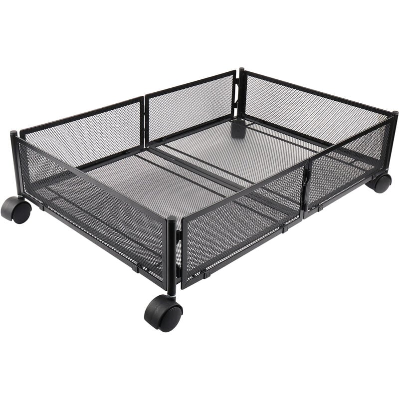 Haloyo - Boîtes de rangement sous le lit ®,avec roulettes,en métal, pour chambre à coucher,pour Vêtements Jouets Livres Chaussure,noir