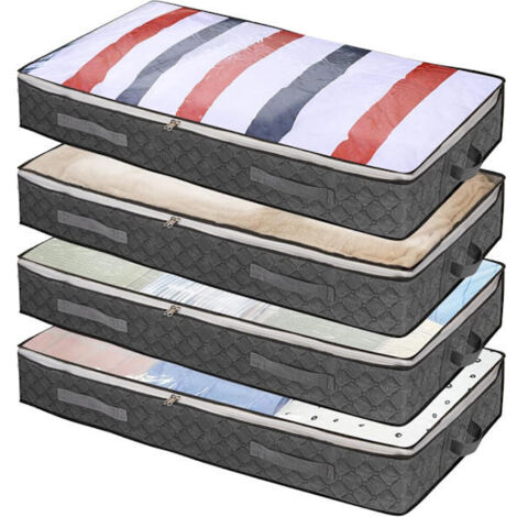 Boîtes de rangement sous lit avec couvercles, lot de 4 sacs de rangement sous vide - sacs de rangement pratiques pour la chambre
