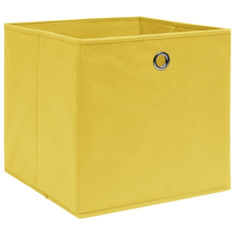 Boîtes de rangement，Coffre de rangement 10 pcs Jaune 32x32x32 cm Tissu CFW398908