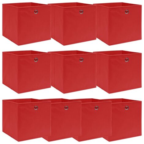 Boîtes de rangement，Coffre de rangement 10 pcs Rouge 32x32x32 cm Tissu CNENE283222
