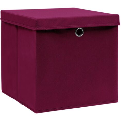 Boîtes de rangement，Coffre de rangement 4 pcs Rouge foncé 32x32x32 cm Tissu CFW409429
